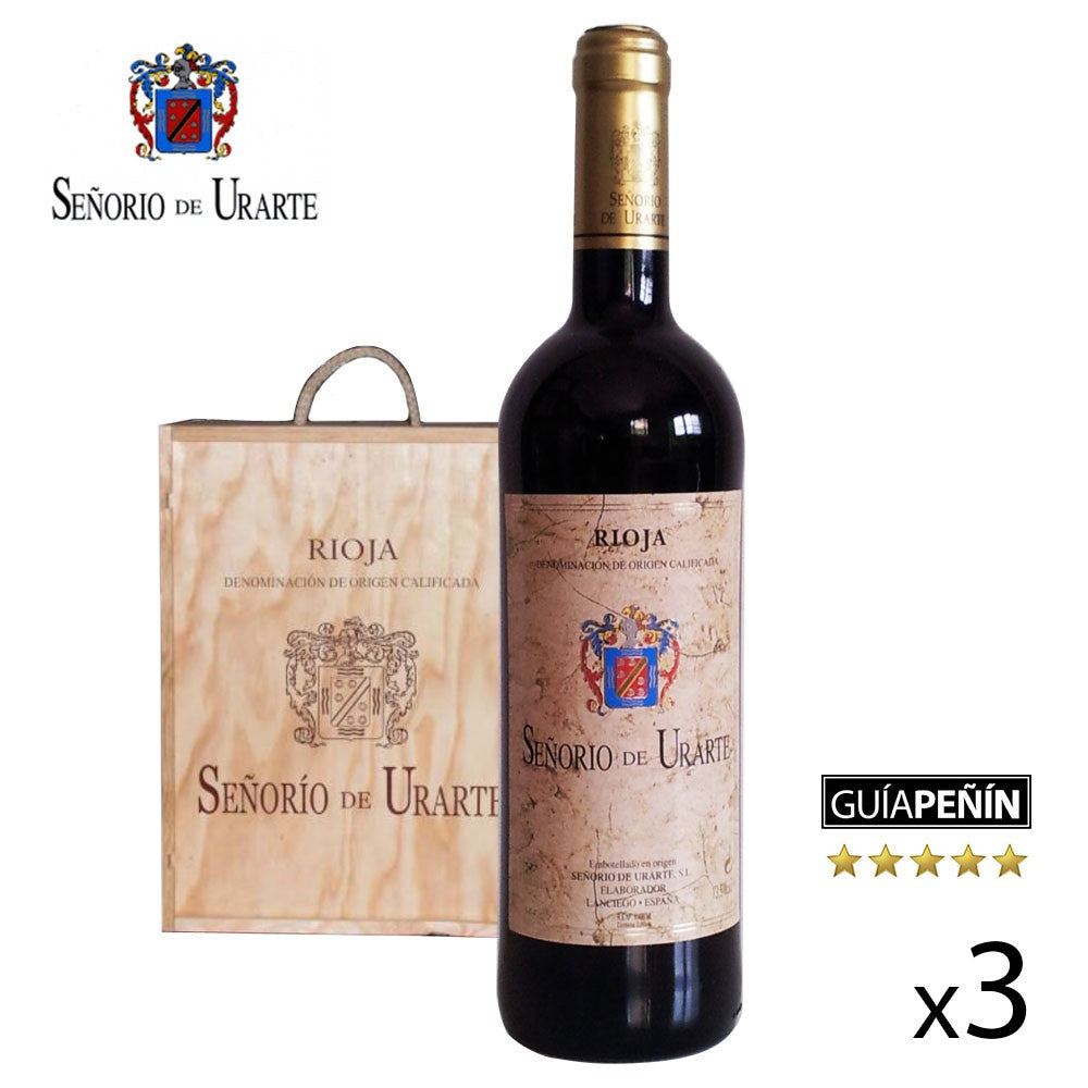 Caja regalo Vino Tinto Crianza 2009 Señorío de Urarte" D.O. Rioja - 3 Botellas"